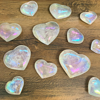 Wholesale Polished Angel Aura Crystal Heart 1-2" - Sold by Piece-Hearts-Angelic Healing Crystals Wholesale