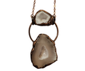 Agate Geode Pendant Necklace Double Stone with Antique Bronze Chain-Necklaces-Angelic Healing Crystals Wholesale