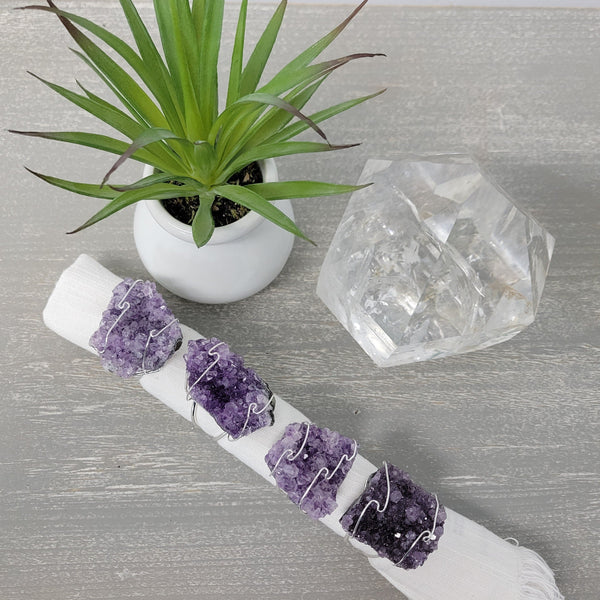 Amethyst Cluster Napkin Rings (set of 4) - Brazil-Napkin Rings-Angelic Healing Crystals Wholesale