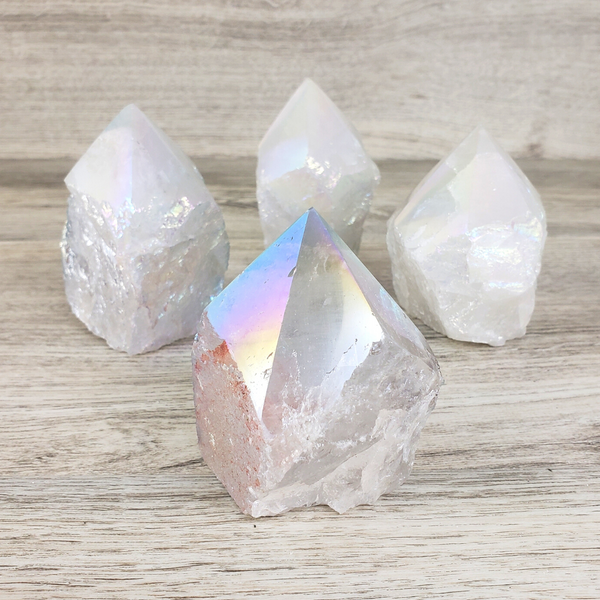 Angel Aura Quartz Polished Tip 2"-5"-Pillars-Angelic Healing Crystals Wholesale