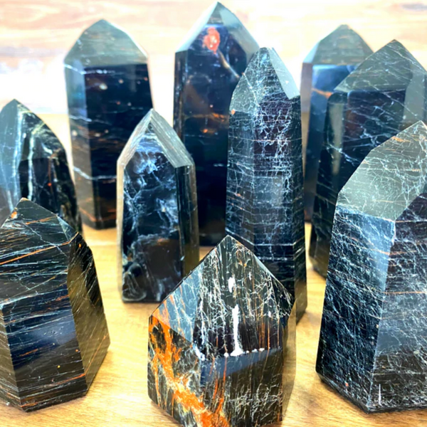 Black Tourmaline w/ Iron Polished Pillars-Variants-Pillars-Angelic Healing Crystals Wholesale