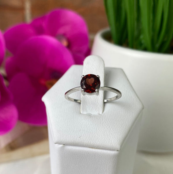 Garnet Gemstone Ring (oval, rectangle, round cuts) Faceted with Sterling Silver Sized Band-Rings-Angelic Healing Crystals Wholesale