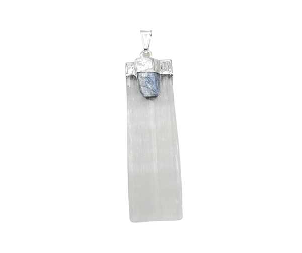 Selenite Blade Silver Plated Pendant (Citrine, Amethyst, Kyanite, Tourmaline)-Pendants-Angelic Healing Crystals Wholesale
