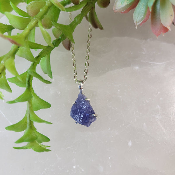 Tanzanite Rough Sterling Silver Pendant (prong set)-Pendants-Angelic Healing Crystals Wholesale